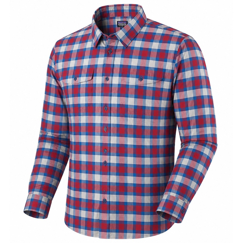Patagonia Buckshot Shirt Mens XL Plaid L/S Button Up Red Blue EUC